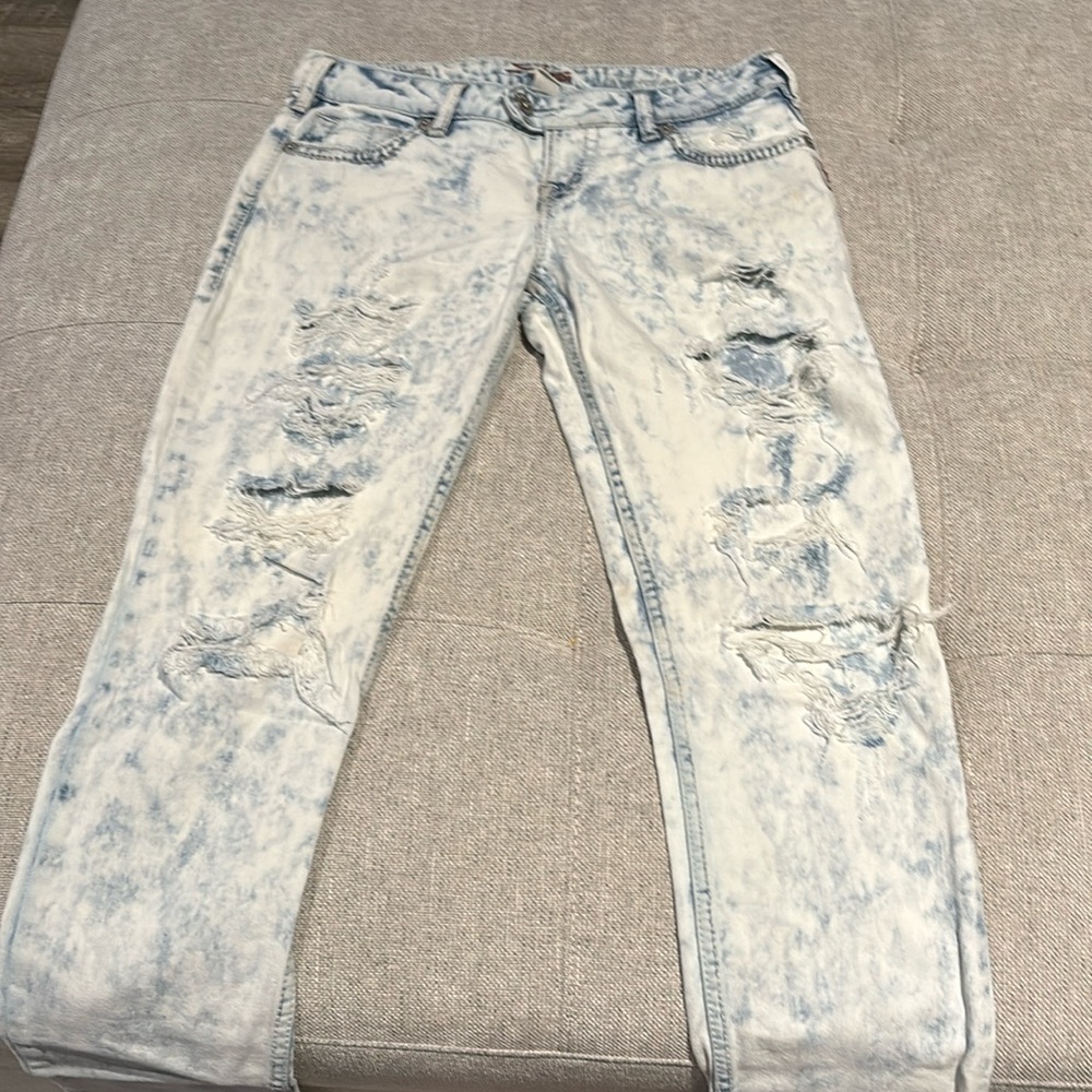 EUC silver acid wash distressed jeans